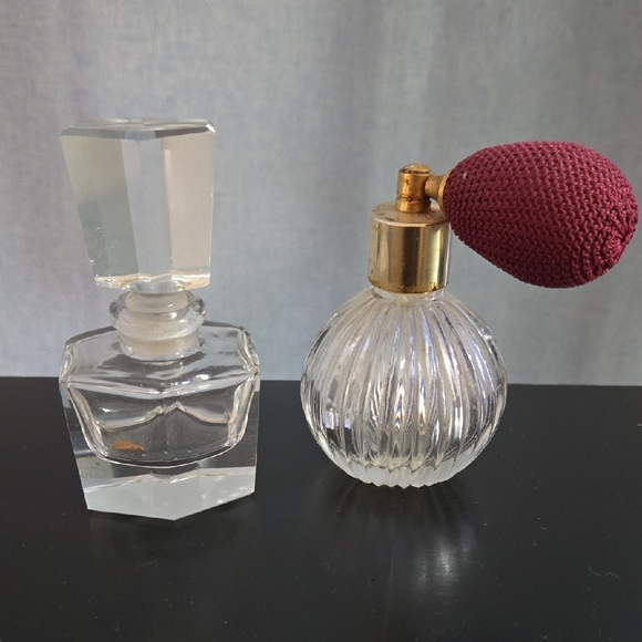 Other - Vintage Glass Perfume Bottle Set with Atomizer